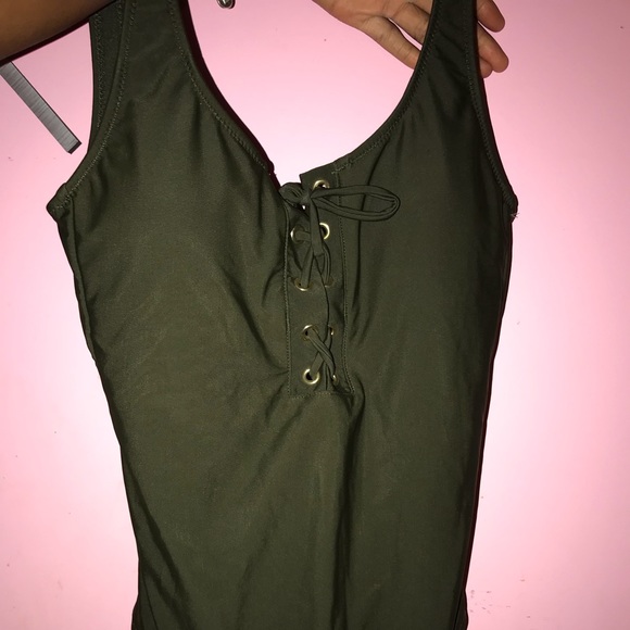 Other - Olive green caged front 1 piece bathing suit